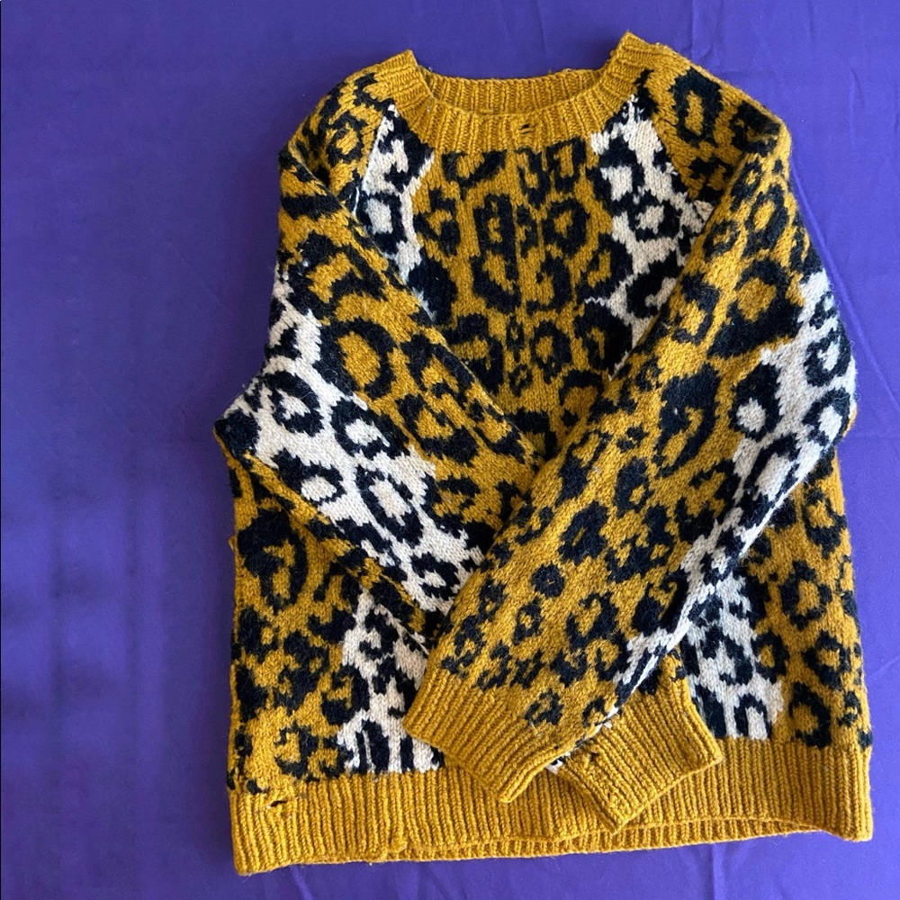 Vintage leopard print Wool Sweater - Picture 3 of 7